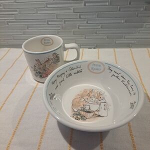 Vtg Wedgewood Peter Rabbit Centenary 1893-1993 Bowl and Child Cup Beatrix Potter
